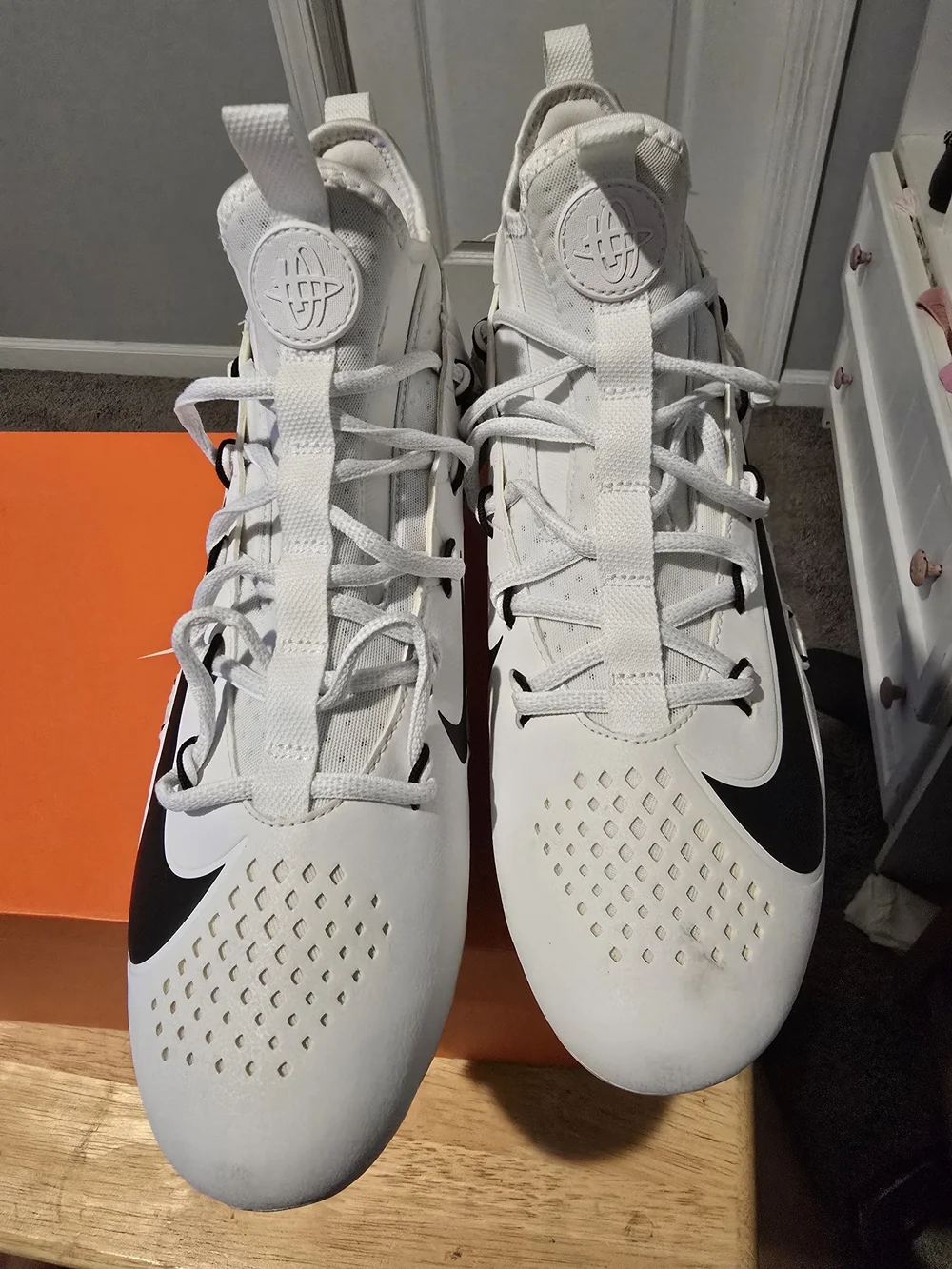 Nike Alpha Huarache 6 Elite LAX 880409 107 Lacrosse Cleats White Shoes Men 11